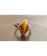 Antique Women&#39;s Ring Sterling Silver 925 GF gold filled Tiger Eye size 5... - €57,85 EUR