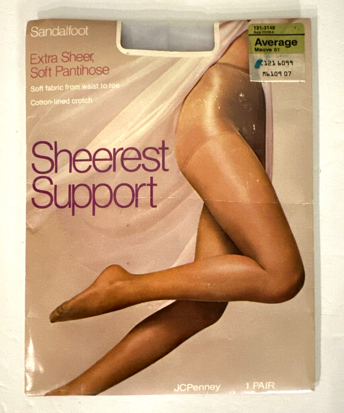 JC Penney Extra Sheer Soft Pantyhose with Sandalfoot Size Average Mauve ... - $7.66