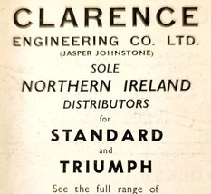 1954 Clarence Engineering Ireland Triumph Advertisement Automobilia E89G3 - $373.69 MXN