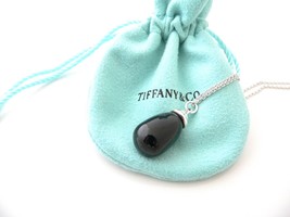 Tiffany &amp; Co Silver Picasso 20 Carat Onyx Necklace Pendant Charm 18 Inch Chain - $948.00