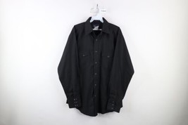 Vintage Wrangler Mens Medium Faded Satin Striped Western Snap Button Shirt Black - $39.55