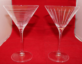 Mikasa Cheers 2 Martini Etched Glass Set Clear 2 Patterns Lines 10oz Rep... - £40.94 GBP