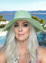 VTG 1970s Boho Hippie Green Wide Brim Floppy Sun Hat Long Ribbon O/S Korea - $29.65