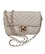 Badgley Mischka Womens Crossbody Letter Lock Front Taupe Quilted - £33.12 GBP