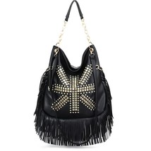 Diinovivo Trendy Rivet Female Shoulder Bags New Tassel Chain Designer Handbag Wo - £42.81 GBP