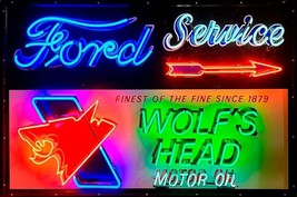 Ford Service Neon Image Advertising Metal Sign (not real neon) - $59.35