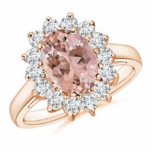 ANGARA Princess Diana Inspired Morganite Ring with Diamond Halo - £1,373.23 GBP