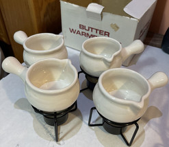 Set 4 Butter Warmers Sauce Ceramic Crocks Candles Cooks Tools 1983 - £13.79 GBP