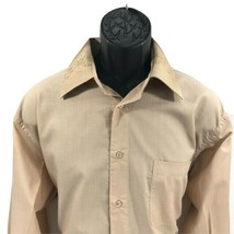 Karl Knox Men&#39;s Dress Shirt Taupe Brown Satin Paisley Collar Cufflinks S... - $17.99