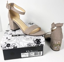 Cl By Chinese Laundry Jayline Embroidered Heel Us 6 Eur 36.5 Taupe Suede Strappy - £30.96 GBP