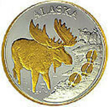 Alaska Mint Moose Tracks Gold &amp;Silver Medallion Proof - $118.99