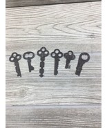 VTG Pancake Flat Key Lot Of 6 Keys Antique Skeleton Steel Unbranded Cloc... - $19.79