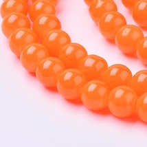 105 Neon Orange Glass Beads Bulk Jelly 8mm Round 32&quot; Strand Jewelry Supplies - £5.29 GBP