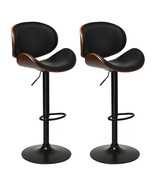 Set of 2 Adjustable Swivel PU Leather Bar Stools with Curved Footrest - ... - $221.08