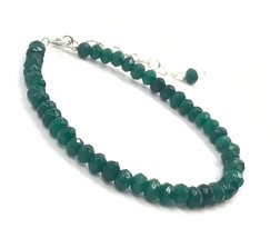 Genuine Emerald Natural Color Gemstone 925 Silver adjustable Bracelet USA SELLER - £14.28 GBP