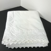 Vintage Queen Flat White Sheet Embroidered Trim Westpoint Stevens Cotton Poly - £10.34 GBP