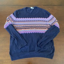 Gap Sweater Womens Medium Fair Isle Nordic Print Navy Blue Christmas - £14.06 GBP