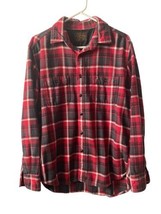 Authentic Flannel Shirt Mens XL  Button Up Plaid Casual Cabincore Red Sc... - $13.98