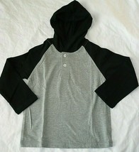 Garanimals Boys Long Sleeve Jersey Raglan Hoodie Shirt Size 4T Black &amp; Gray NEW - £7.95 GBP