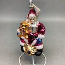 Radko Santa Claus &amp; Teddy Bear Glass Ornament With Tags - $16.82