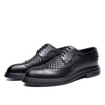 Men Dress Shoes Leather Autumn Stylish Black Wedding Elegant Derby Brogue Shoes  - £45.51 GBP
