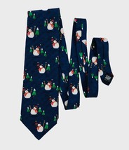 Vintage Holiday Traditions Mens Necktie Silk Snowman Christmas Tree Winter - £11.59 GBP