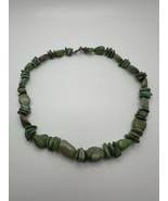 Vintage Southwestern Sterling Silver Large Green Turquoise Necklace 17.5... - $2,028.41 MXN