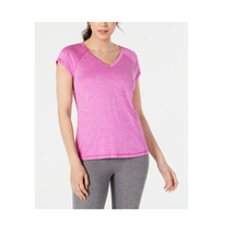 Ideology Womens Striped Short Sleeve Active Top Shirt XS Pink New RapiDry - $14.80