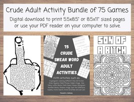 75 Vulgar Swear Word Adult Activities Adult Games Coloring, Hidden Image, Math G - £3.19 GBP