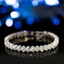 10 Ct Round Cut Lab Created Diamond Tennis Bracelet 14K White Gold Plated - £279.76 GBP