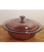 Vision Corning Ware Cranberry Ribbed Casserole 1 QT 1 L V-31-B Dish With... - $29.71 CAD