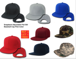 Snapback Flat Bill Baseball Cap Pick Color - £6.35 GBP