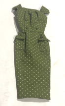 Vintage  Barbie Fashion Pak Polka-Dot Sheath Dress ~ Olive Green - $769.85 MXN