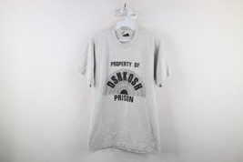 Vintage 90s Mens Medium Spell Out Property of Osh Kosh Prison T-Shirt Gray USA - £34.79 GBP