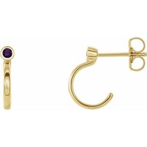 Amethyst Birthstone Huggie Earrings in 14k Yellow Gold - £375.80 GBP