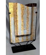 Modernist Silver/Gold Rectangular Wrought Iron Flat Glass Decorative Art... - $29.30