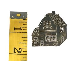 925 Sterling Silver - Vintage Dark Tone Etched House Motif Brooch Pin Home image 2