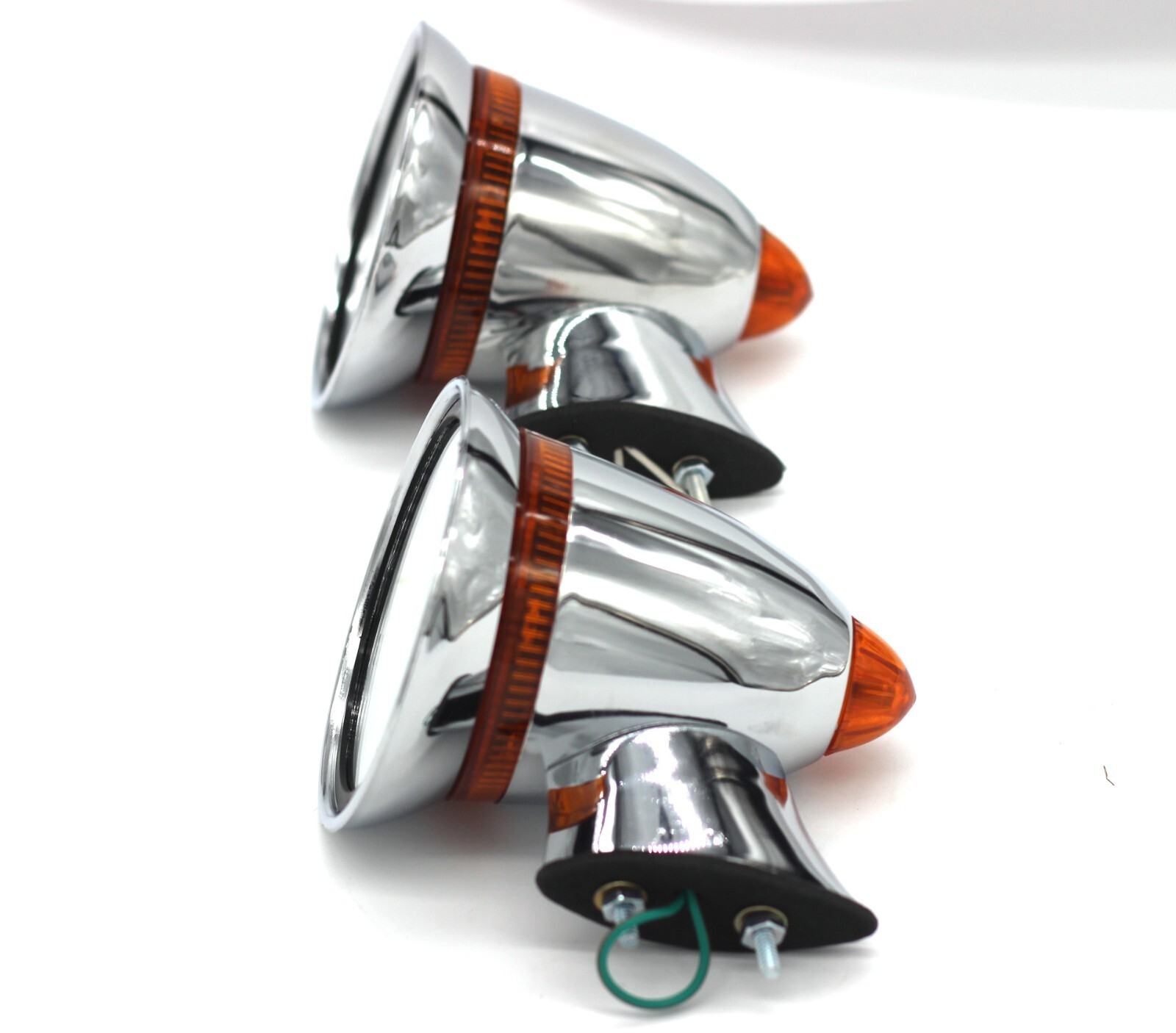 GT Style Race Bullet Outside Sports Mirrors Hot Rat Street Rod Plastic LED Item image 2