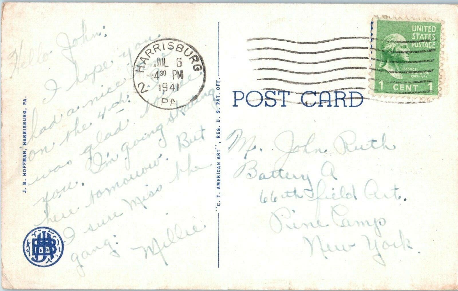 Postcard Cumberland Valley RR Bridge Harrisburg Pennsylvania Posted 1941 Item image 2
