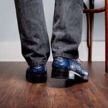 Men's Shoes genuine caiman crocodile skin Ragusa Stained Navy image 8