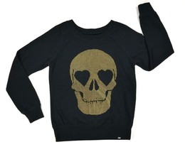 VANS Gold Skull Head Pullover Black Long Sleeve Sweatshirt Womens X Smal... - $49.99