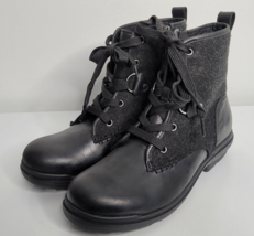 UGG Women&#39;s Hapsburg Lace Black Leather Waterproof Boots 1122791 Size 8.5 - $52.99