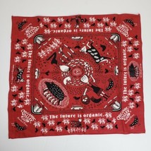 Organic Valley Red Cotton Handkerchief Bandana Hankie Farm Print Ad Cow Pig  - £12.62 GBP