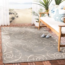 SAFAVIEH Courtyard Collection 6'7" Square Grey / Natural CY2665 Scroll Indoor/ O - £100.71 GBP