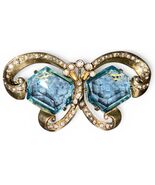 Eisenberg Original Sterling Art Deco Butterfly Brooch Gold Plated Aquama... - $989.01
