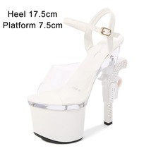 Stiletto Sandals Clear Heels Sexy Platform Shoes Women Sandals High Heels 17cm W - £61.95 GBP