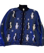 Christopher &amp; Banks Hand Embroidered Penguin Snowflake Sweater Women’s L... - $552.31 MXN
