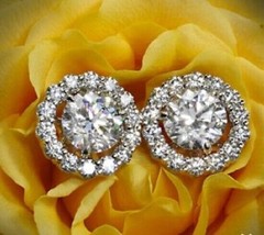 0.50 Ct Round Cut Diamond Women&#39;s Stud Earrings 14k White Gold Finish 925 - £67.35 GBP