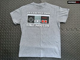 Nintendo Shirt Adult Size M Gray Let&#39;s Settle This Like Adults NES Controller - £19.89 GBP