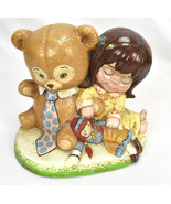 Vintage &#39;73 Ceramichrome Girl Holding Teddy Bear Raggedy Ann Doll Figurine  - $932.03 MXN